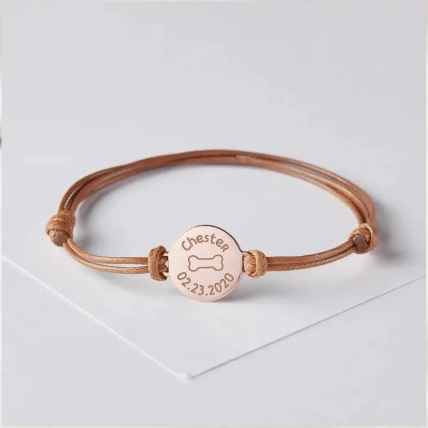 Custom Pet Name and Birthdate Adjustable Leather Bracelets - Hidden Forever