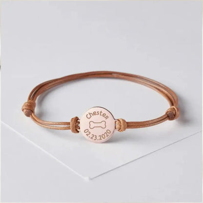 Custom Pet Name and Birthdate Adjustable Leather Bracelets - Hidden Forever