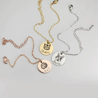 Custom Pet Portrait and Name Disc Bracelet - Hidden Forever
