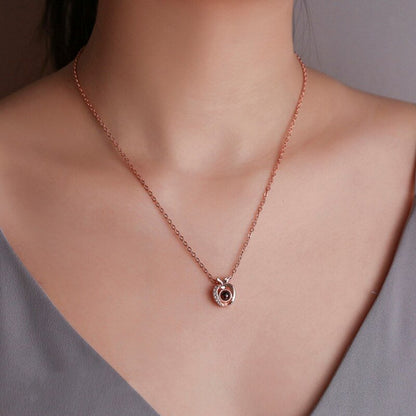 Custom Photo Projection Apple Pendant Necklace - Hidden Forever