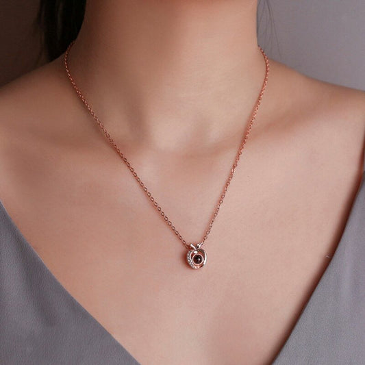 Custom Photo Projection Apple Pendant Necklace - Hidden Forever