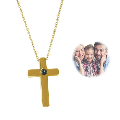 Custom Photo Projection Devine Cross Pendant Necklace - Hidden Forever