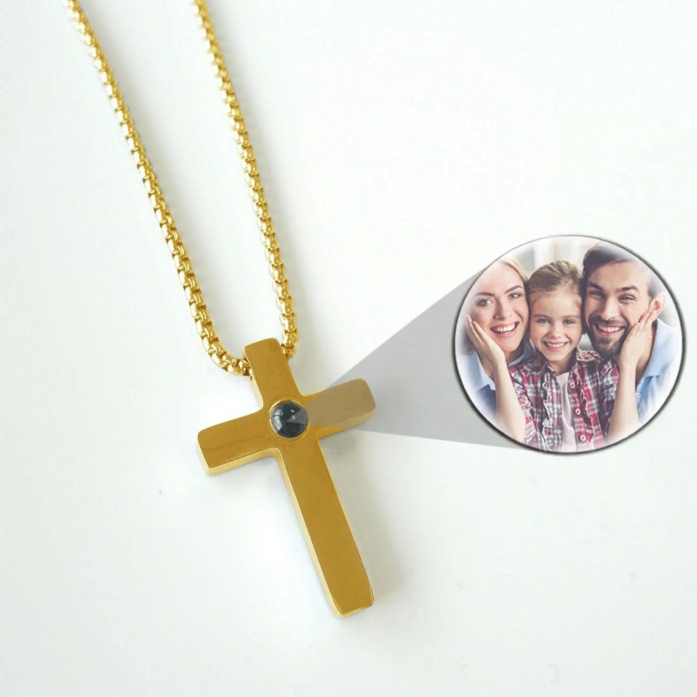 Custom Photo Projection Devine Cross Pendant Necklace - Hidden Forever