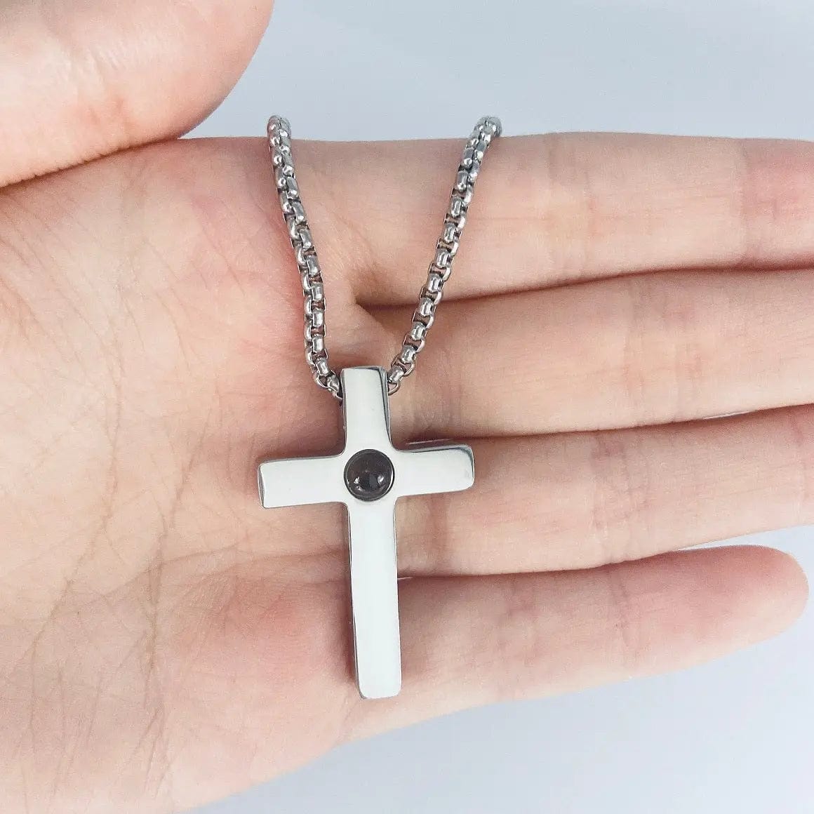 Custom Photo Projection Devine Cross Pendant Necklace - Hidden Forever