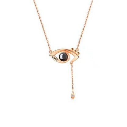 Custom Photo Projection Evil Eye Pendant Necklace - Hidden Forever