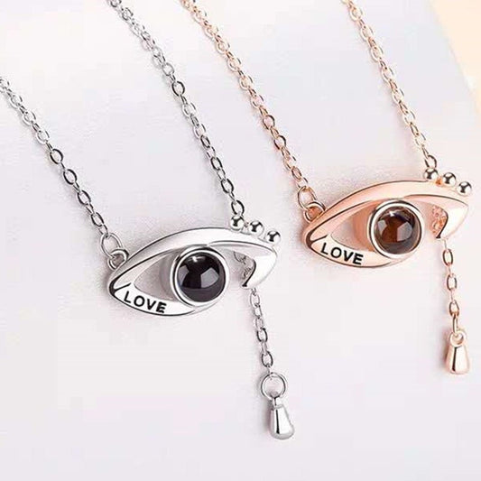 Custom Photo Projection Evil Eye Pendant Necklace - Hidden Forever