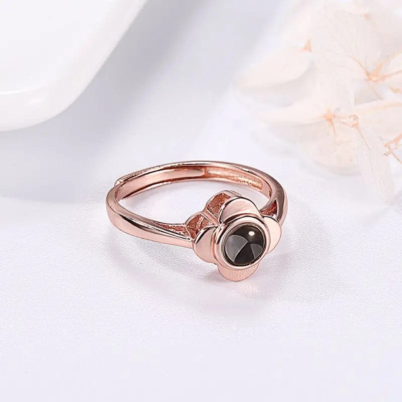 Custom Photo Projection Four Petals Flower Ring - Hidden Forever