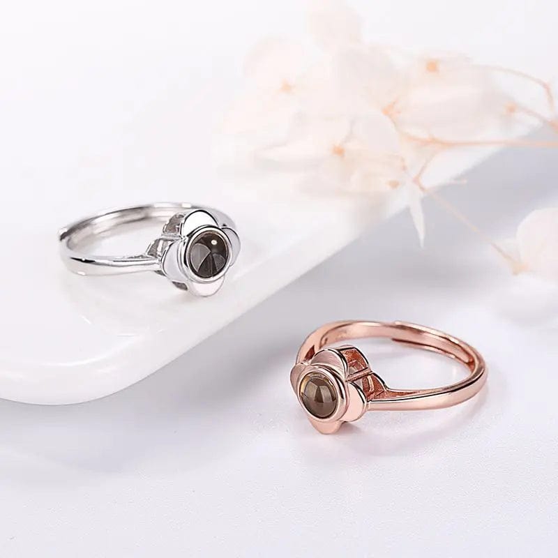 Custom Photo Projection Four Petals Flower Ring - Hidden Forever