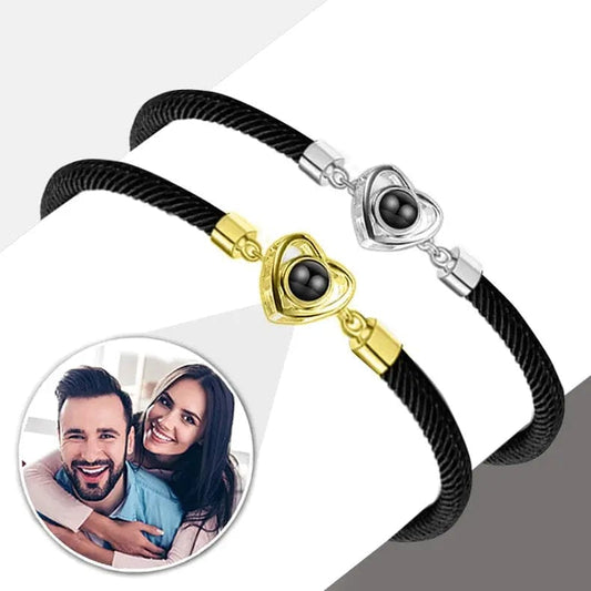 Custom Photo Projection Heart Bracelet - Hidden Forever