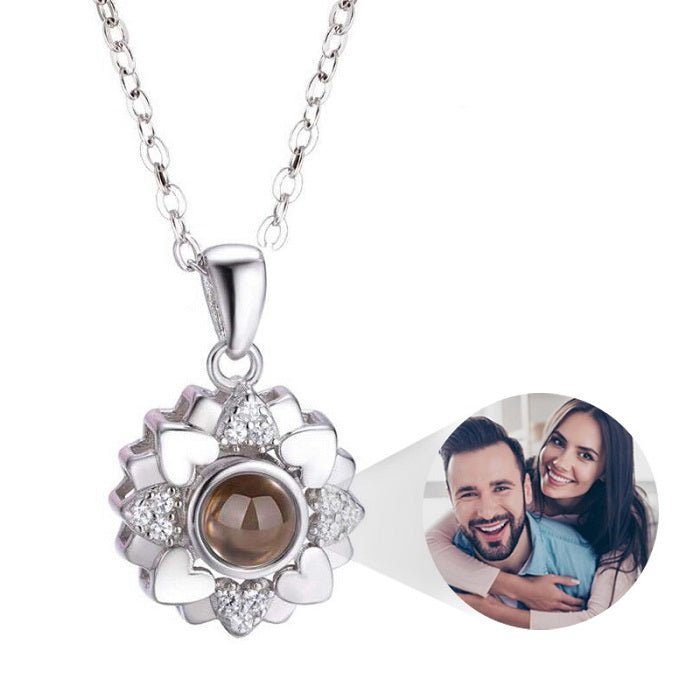 Custom Photo Projection Heart Flower Necklace - Hidden Forever