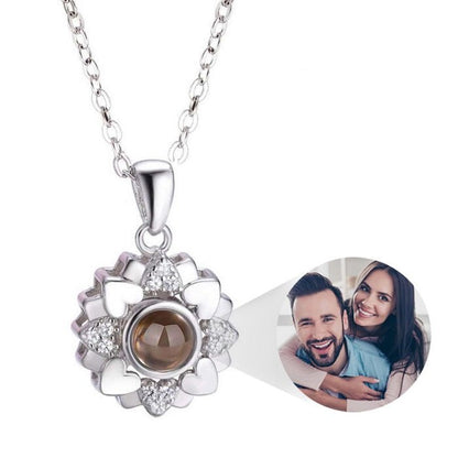 Custom Photo Projection Heart Flower Necklace - Hidden Forever
