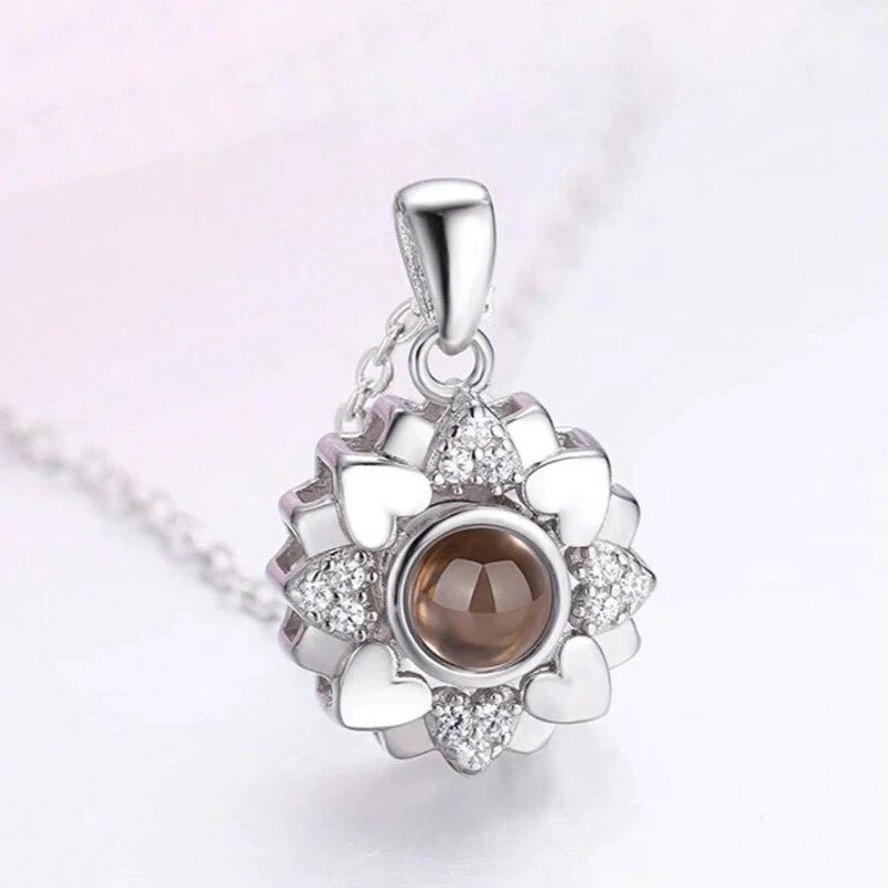 Custom Photo Projection Heart Flower Necklace - Hidden Forever