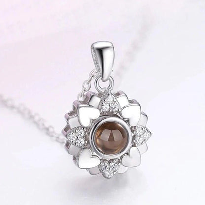 Custom Photo Projection Heart Flower Necklace - Hidden Forever