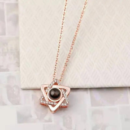 Custom Photo Projection Hexagon Pendant Necklace - Hidden Forever