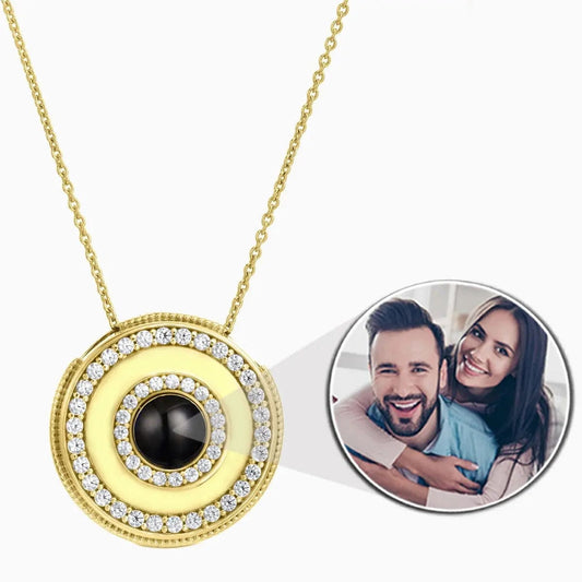 Custom Photo Projection Medallion Pendant Necklace - Hidden Forever