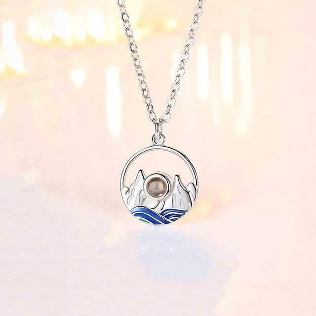 Custom Photo Projection Mountain & Sea Pendant Necklaces - Hidden Forever