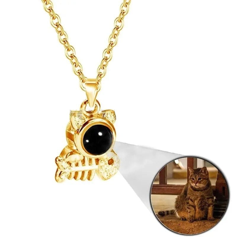 Custom Photo Projection Pet Fish-bone Shape Necklace - Hidden Forever