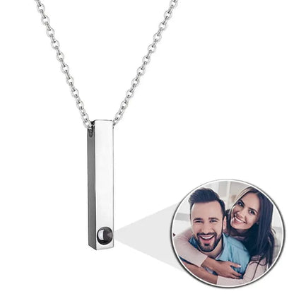 Custom Photo Projection Rectangular Bar Necklace - Hidden Forever