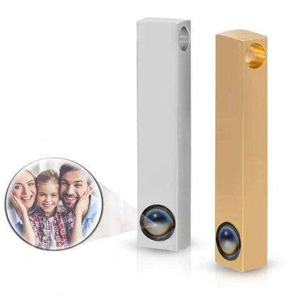 Custom Photo Projection Rectangular Bar Necklace - Hidden Forever