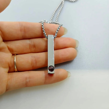 Custom Photo Projection Rectangular Bar Necklace - Hidden Forever