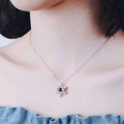Custom Photo Projection Snowflake Pendant Necklace - Hidden Forever