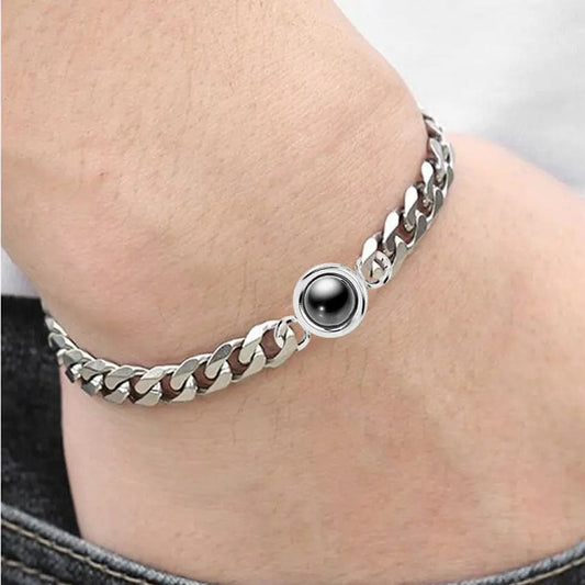 Custom Photo Projection Thick Chain Bracelet - Hidden Forever