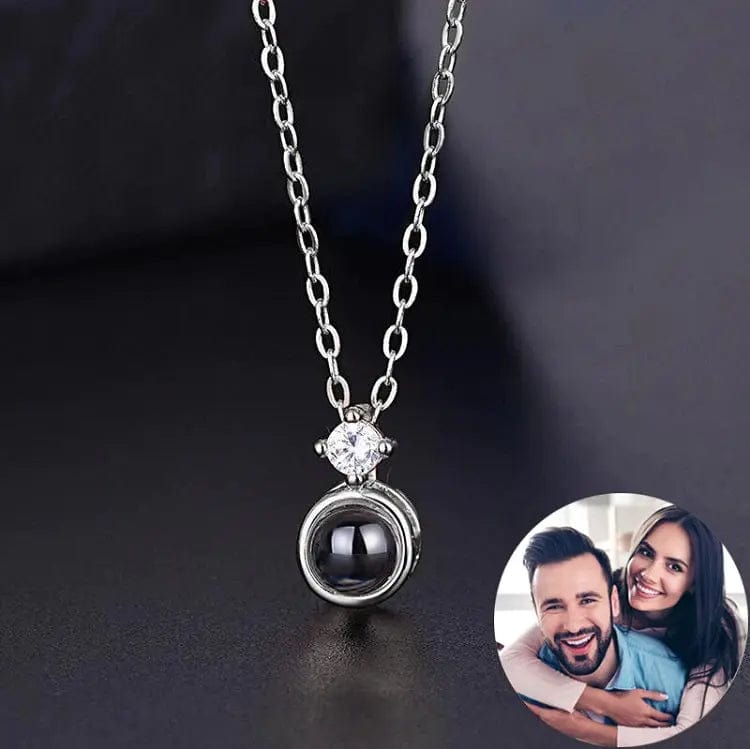 Custom Photo Projection Tiny Diamond Zircon Gem Necklace - Hidden Forever
