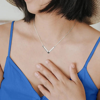 Custom Photo Projection V-Shaped Pendant Necklace - Hidden Forever