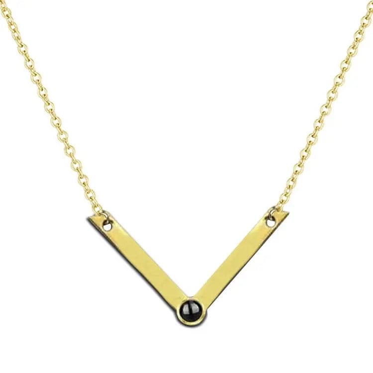 Custom Photo Projection V-Shaped Pendant Necklace - Hidden Forever