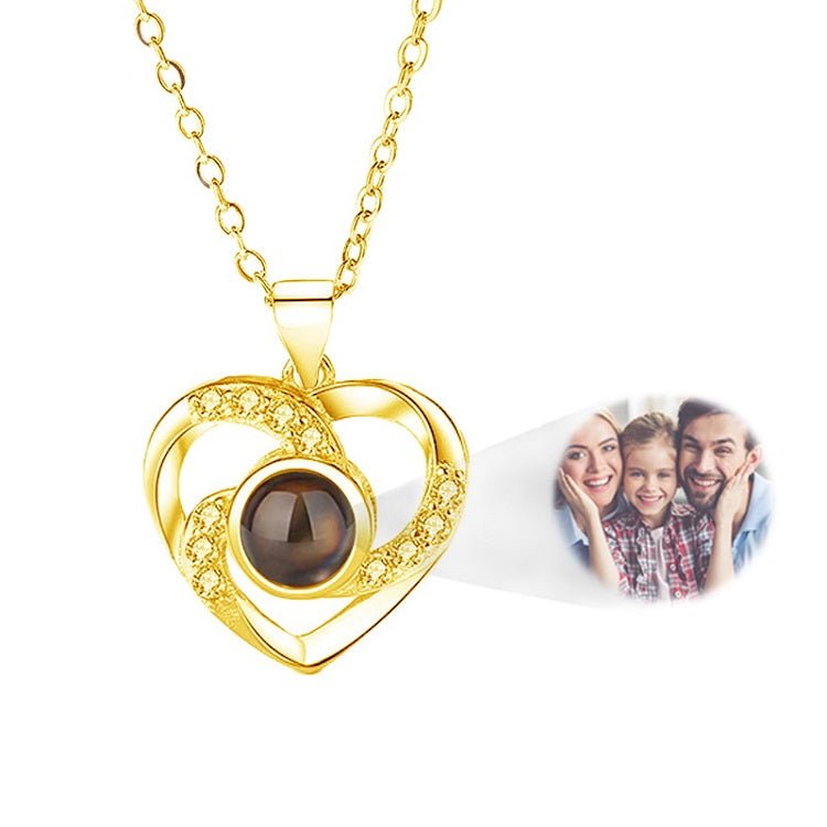 Custom Photo Projection Viking Heart Necklace - Hidden Forever
