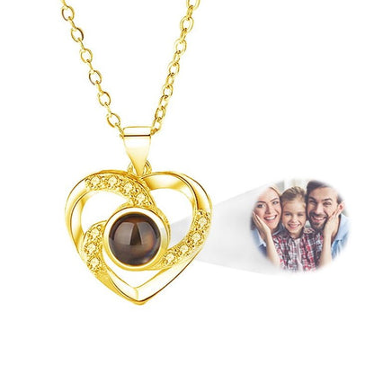 Custom Photo Projection Viking Heart Necklace - Hidden Forever