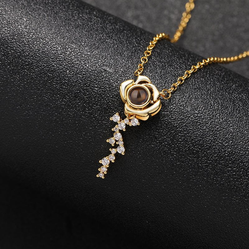 Custom Rose Elegance Hidden Photo Necklace - Hidden Forever