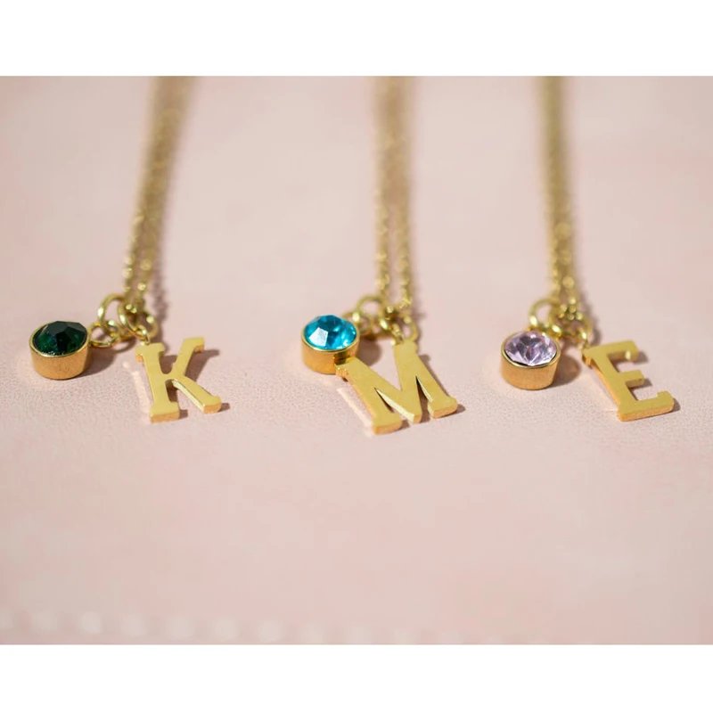 Dangling Initials and Birthstone Necklace - Hidden Forever