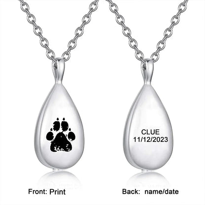 Fingerprint Teardrop Necklace with Engraving for Ashes - Hidden Forever