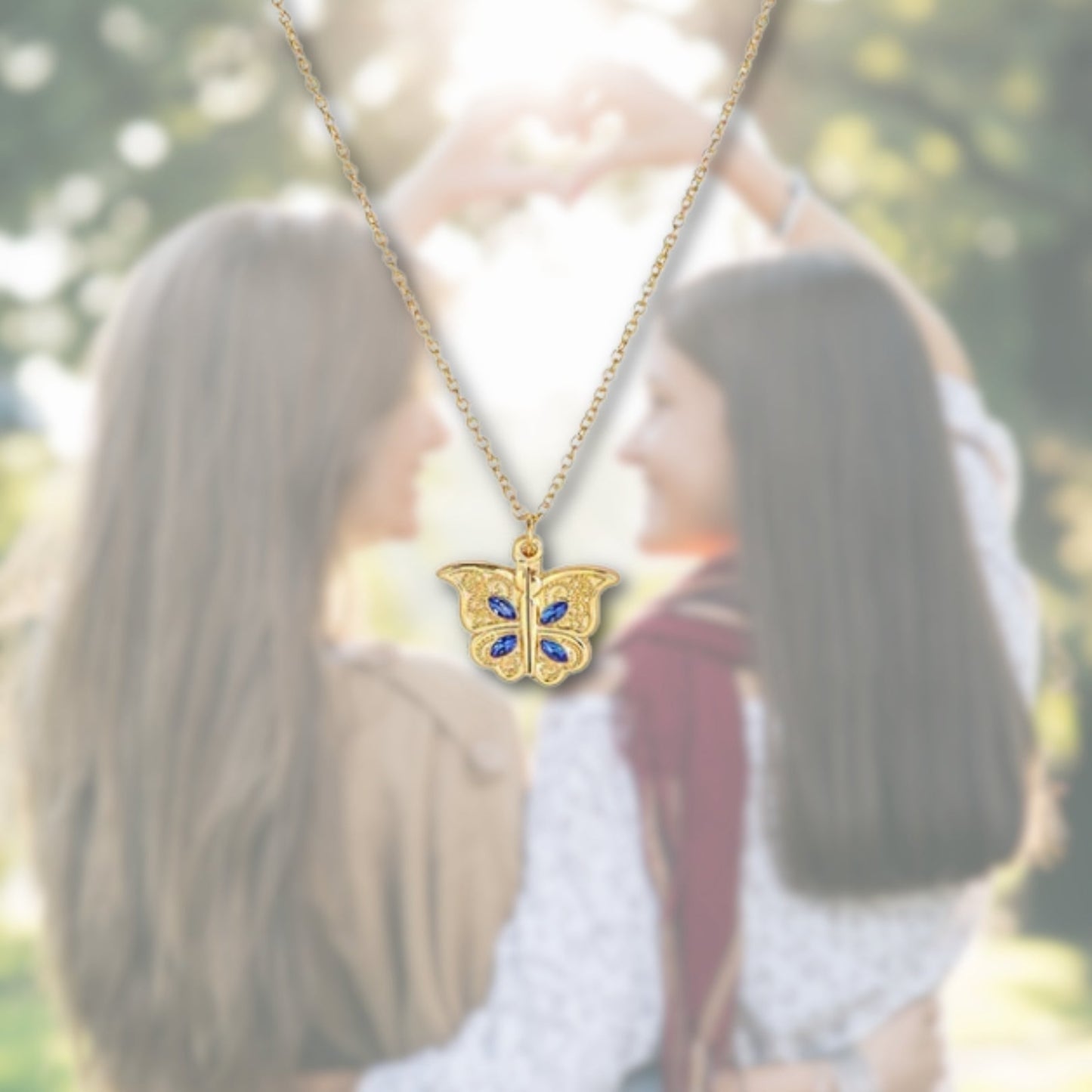 Matching Sisters Heart Butterfly Necklace - Hidden Forever