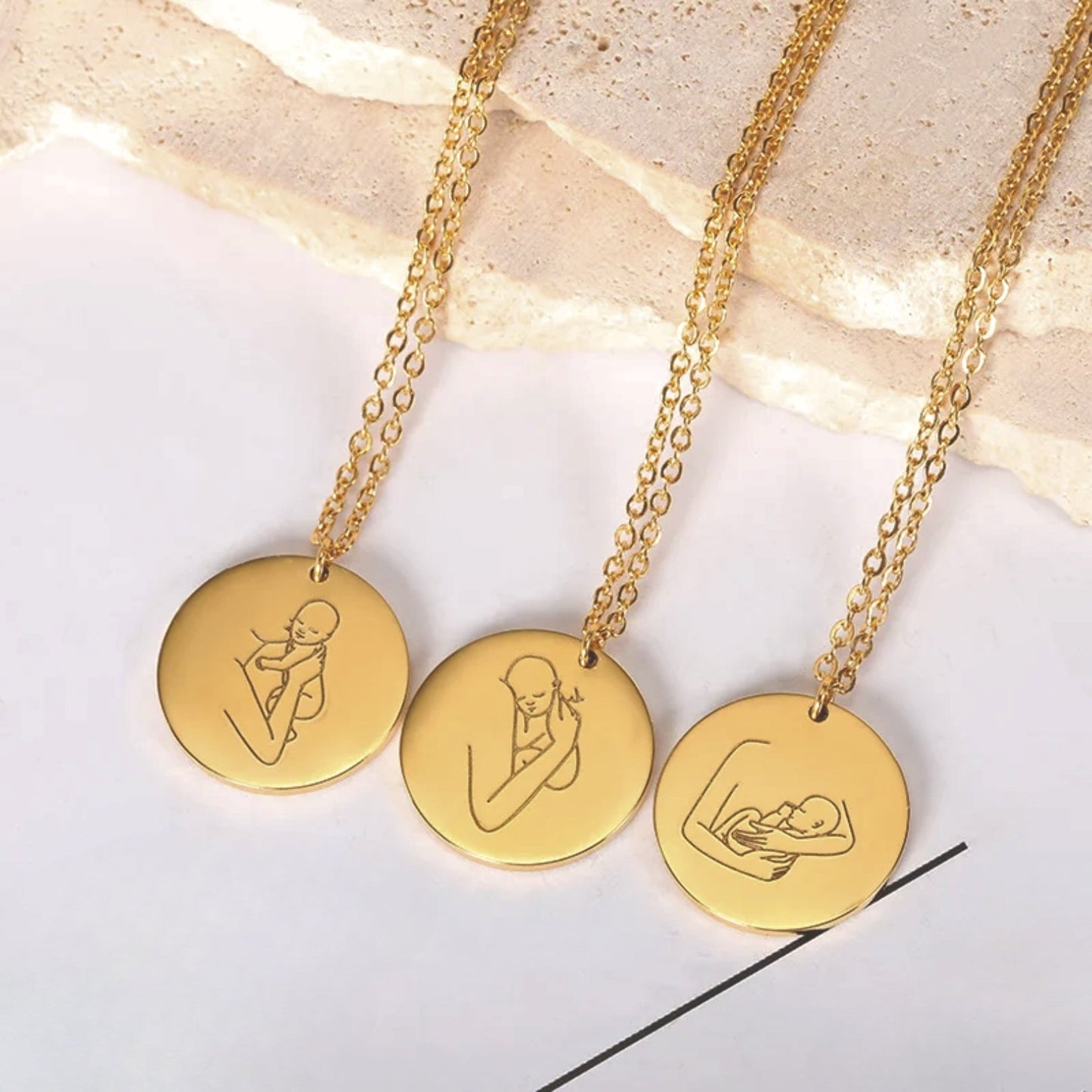 Mother and Angel Baby Necklace - Hidden Forever