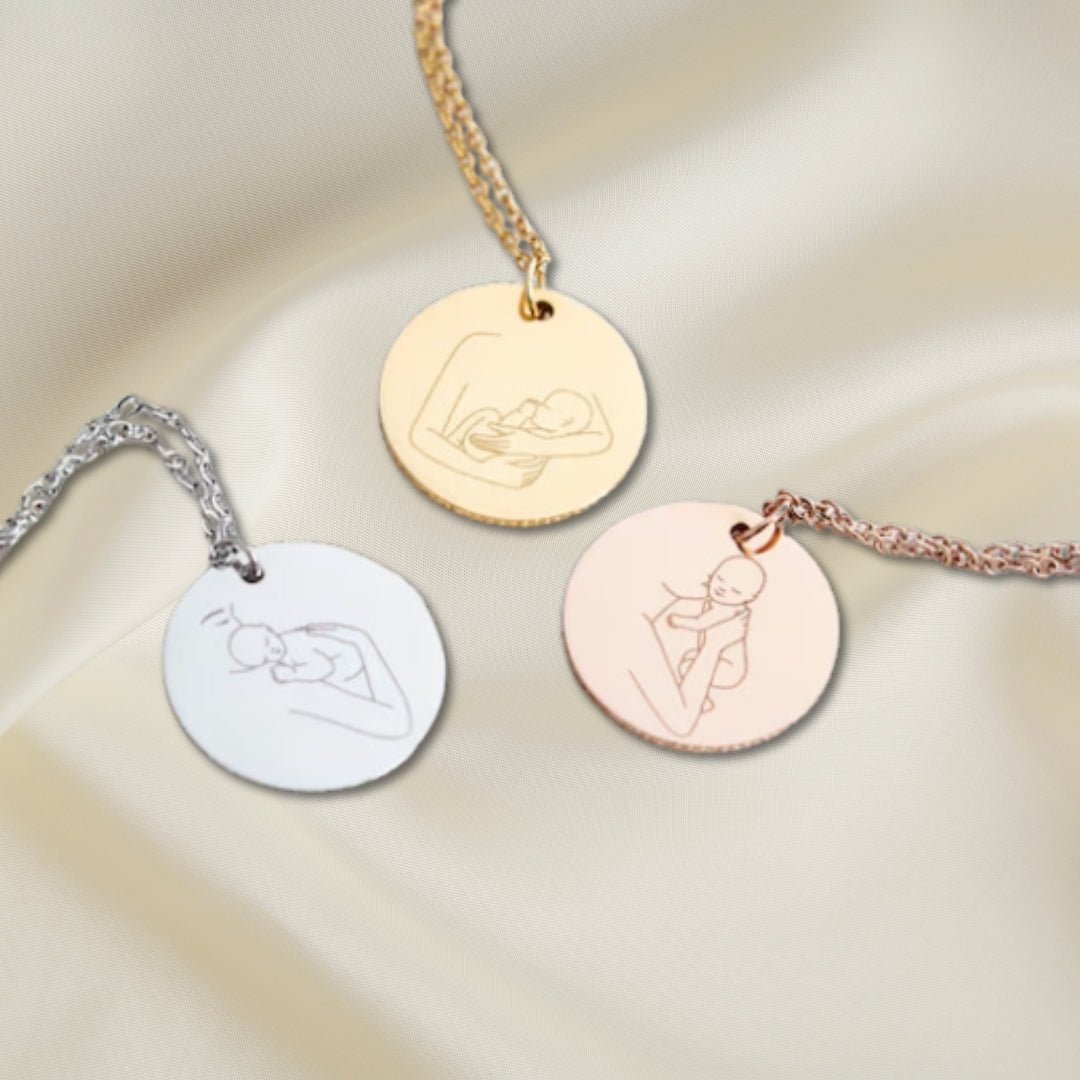 Mother and Angel Baby Necklace - Hidden Forever