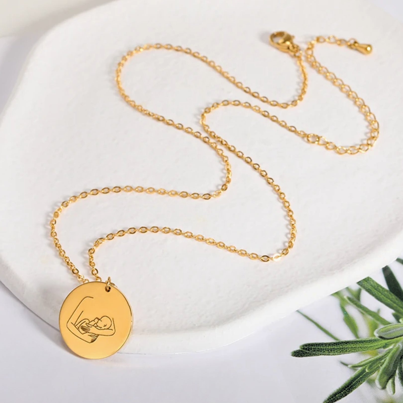Mother and Angel Baby Necklace - Hidden Forever