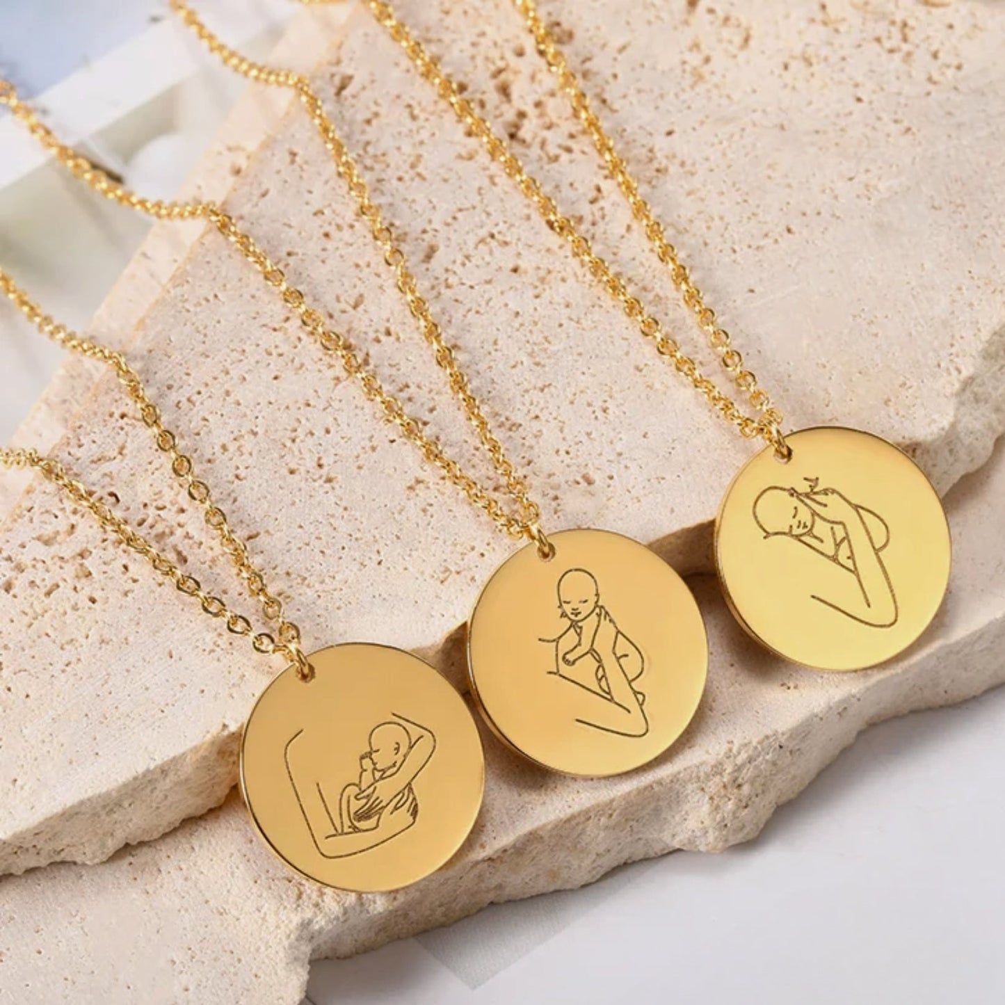 Mother and Angel Baby Necklace - Hidden Forever