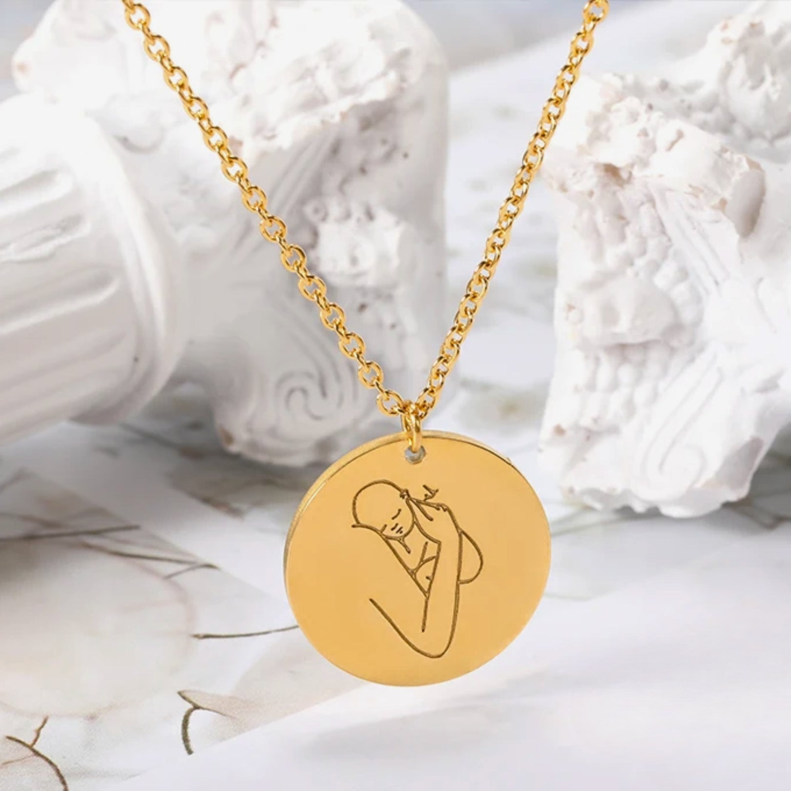Mother and Angel Baby Necklace - Hidden Forever