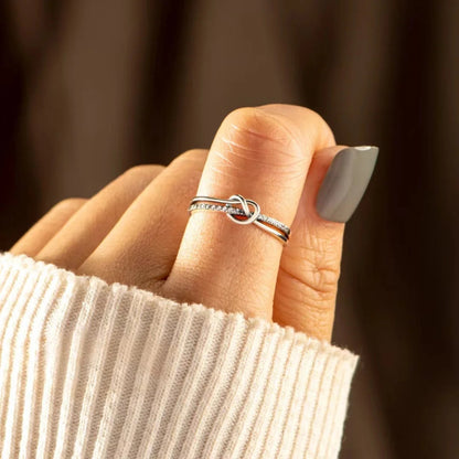 Mother & Daughter Bond Double Band Knot Ring - Hidden Forever
