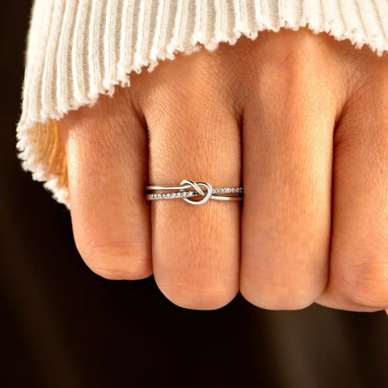Mother & Daughter Bond Double Band Knot Ring - Hidden Forever