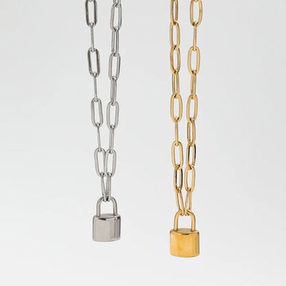 Mother & Daughter Link Padlock Necklace - Hidden Forever