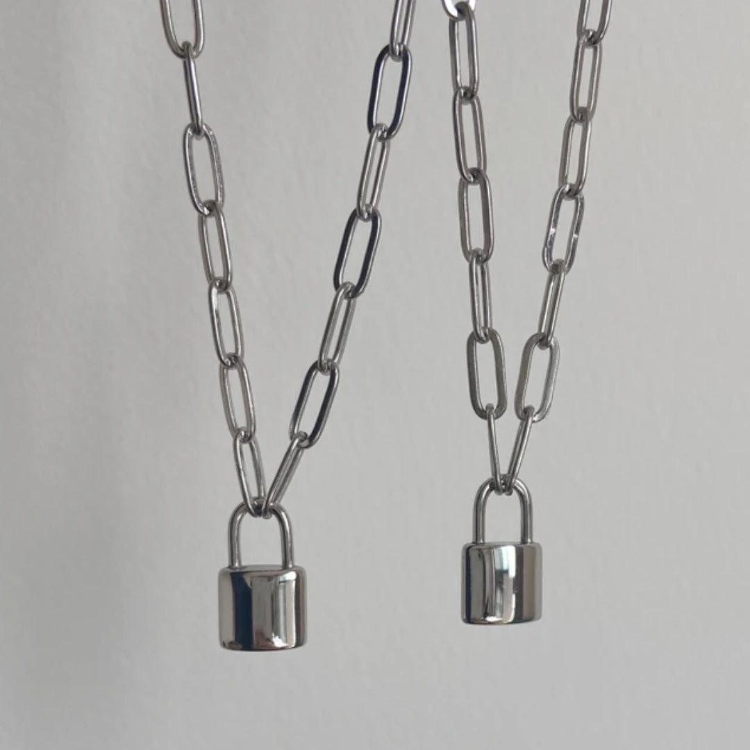 Mother & Daughter Link Padlock Necklace - Hidden Forever