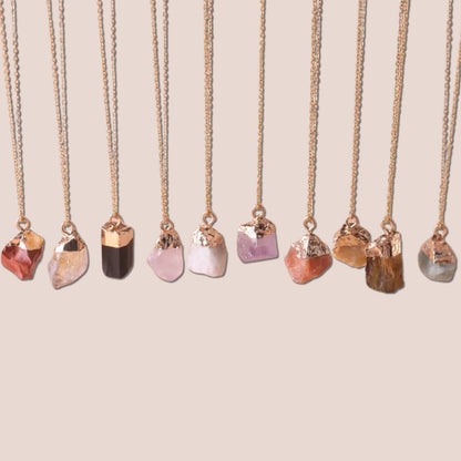 Raw Cut Lucky Charm Gemstone Necklace - Hidden Forever