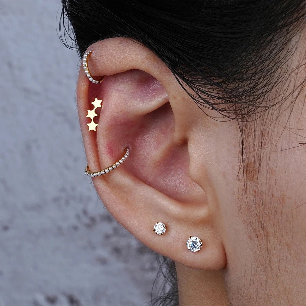Triple Star Sleeper Earring - Hidden Forever
